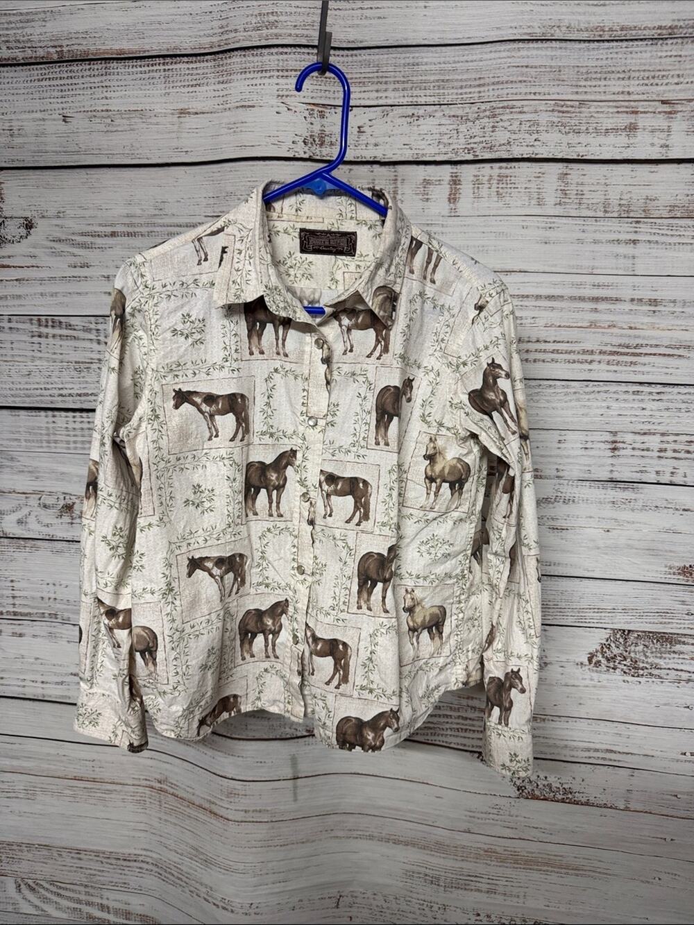 North River Country Western Horse Snap Shirt Med Womens